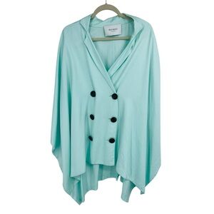 Recreo San Miguel mint green linen oversized button front lagenlook poncho cape